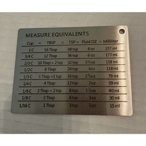 1pc Stainless Steel Magnet Baking Fridge Unit Scale Measurement Conversion Table